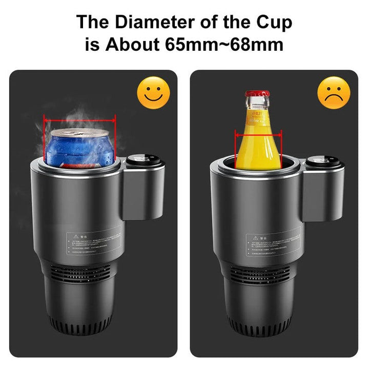 Car Cup Cooler and Warmer 2-in-1 | Cools to 0°C, heats up to 60°C | DC12V connection for car and home with cigarette lighter
