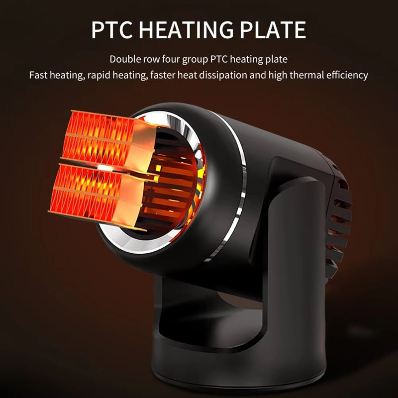 Car Heater 12 V | 360° Rotatable, Heating and Cooling Function | PTC Heating Element with Overheat Protection for Cigarette Lighter