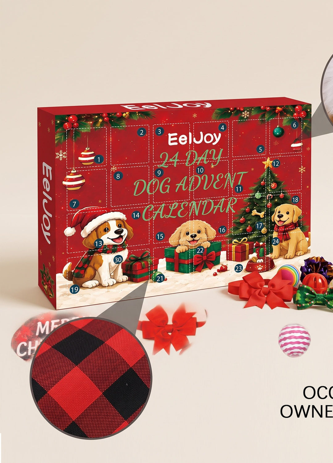 Christmas advent calendar box for dogs with toys