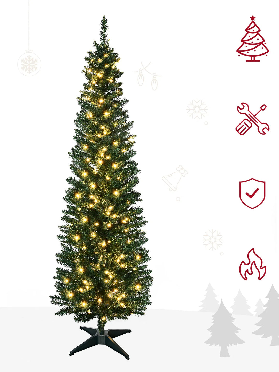 Slim pre lit pencil Christmas tree