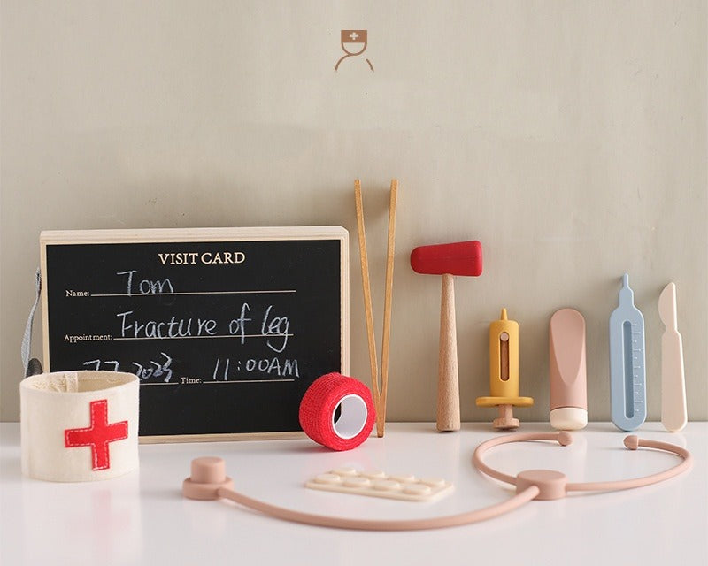 Wooden kids doctor kit with stethoscope