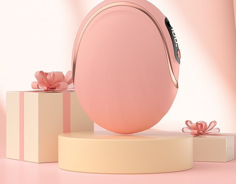 Pink egg-shaped rechargeable hand warmer