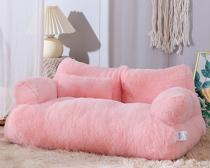 Plush cat sofa bed with pillow