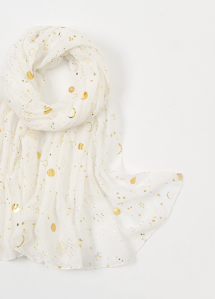 Navy scarf with gold star print