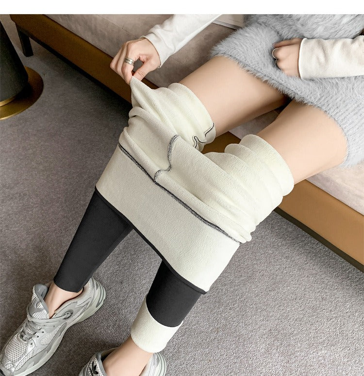 Black fleece lined high-waisted leggings