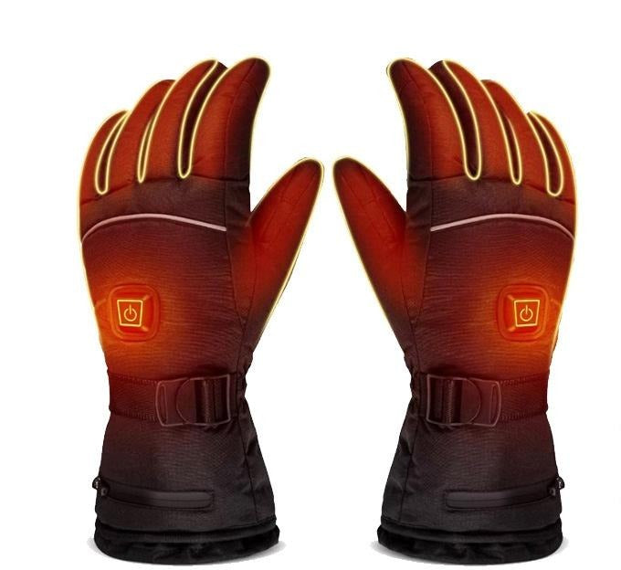 Black heated ski gloves with battery pack