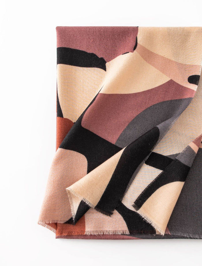 Heat Grove Abstract Print Scarf with Cashmere Feel