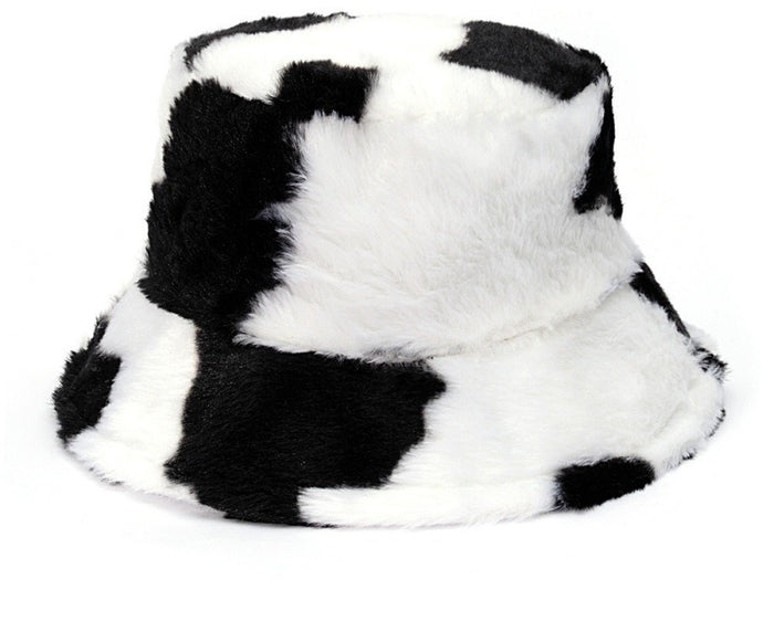 Heat Grove Fluffy Faux Fur Bucket Hat in Bold Prints