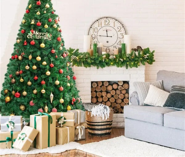 Full 8 ft green artificial Christmas tree