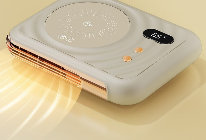 Beige mug warmer with warm air hand warmer