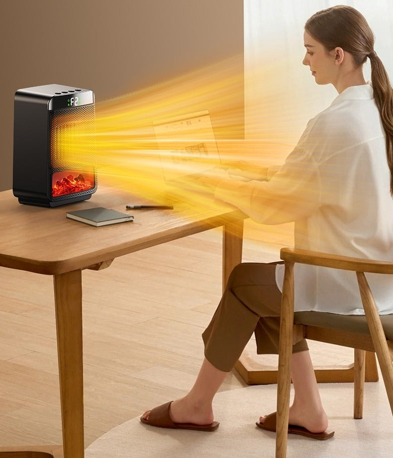 Portable heater with 3D flame effect