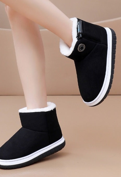 Rechargeable heated plush ankle boots
