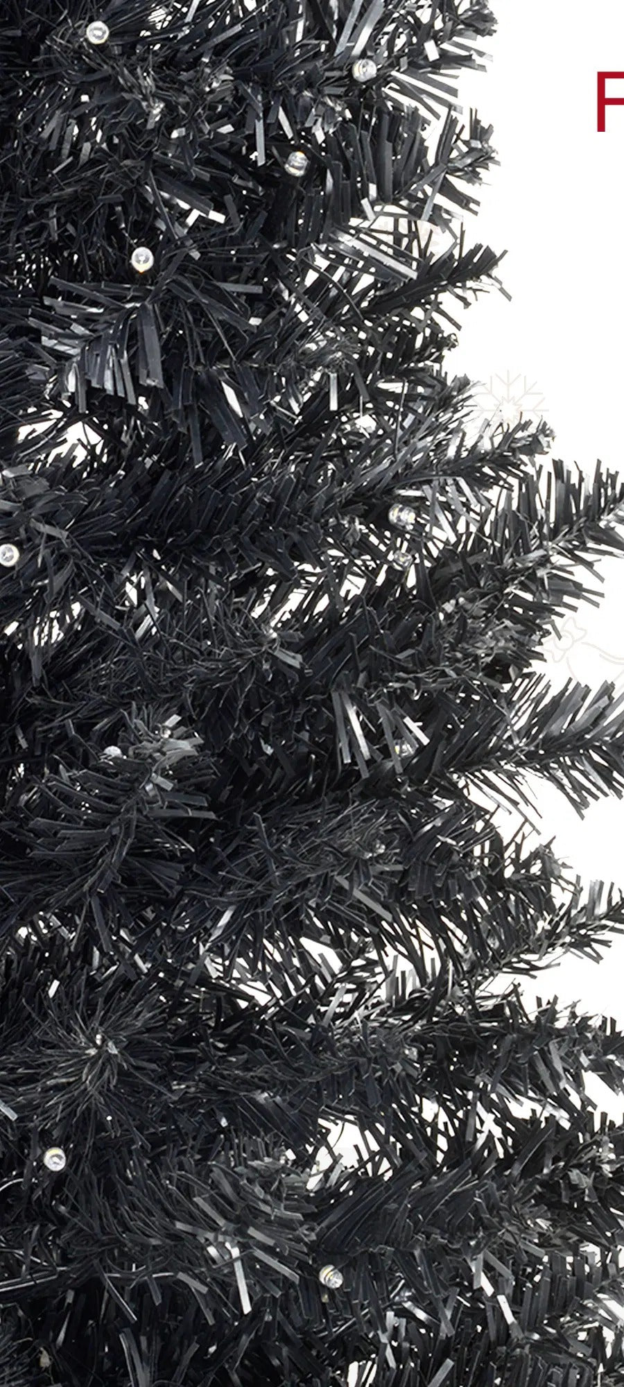 Black pre-lit slim pencil tree glowing