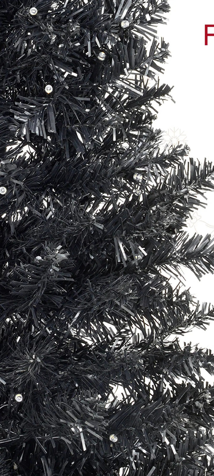 Black pre-lit slim pencil tree glowing