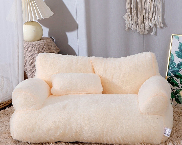Plush cat sofa bed with pillow
