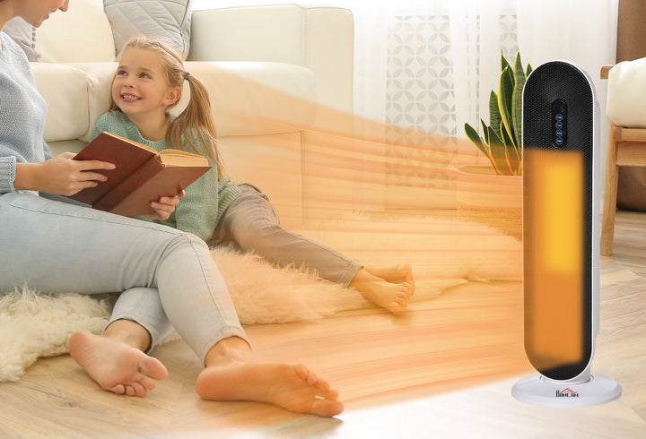 White ceramic tower heater with remote control