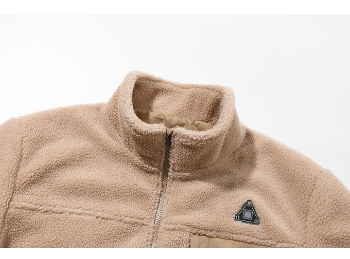 Man wearing heated sherpa fleece jacket