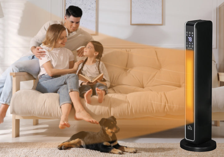 Black oscillating ceramic tower heater