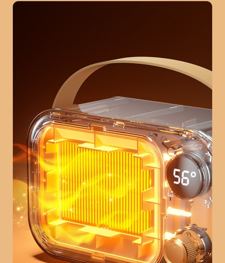 Retro radio-style space heater on desk