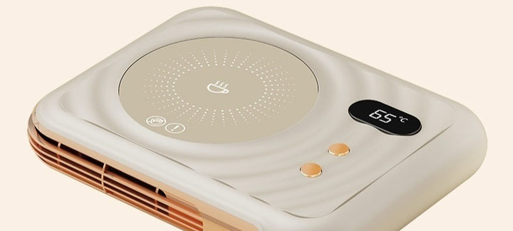 Beige mug warmer with warm air hand warmer