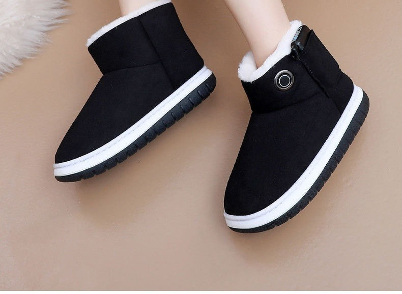 Rechargeable heated plush ankle boots