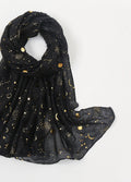 Navy scarf with gold star print