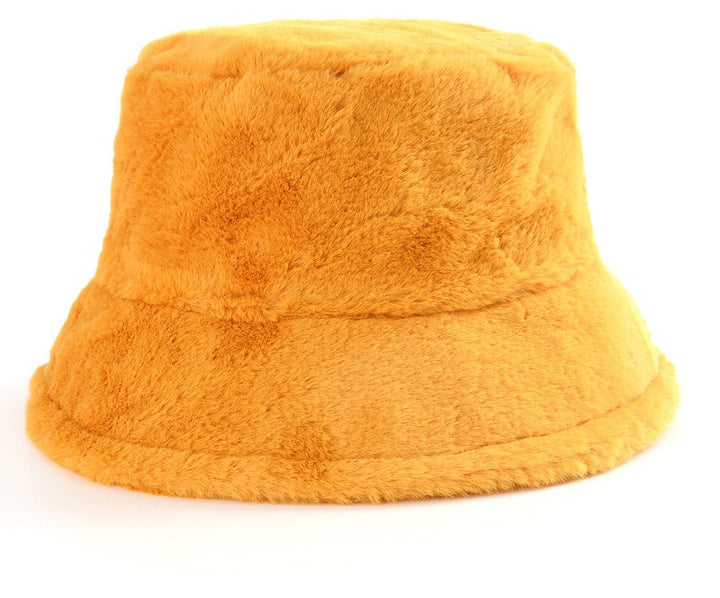Fluffy leopard print faux fur bucket hat