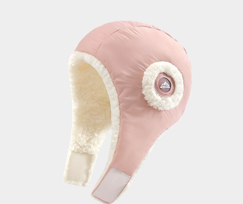 Black padded trapper hat with ear flaps