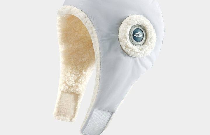 Black padded trapper hat with ear flaps