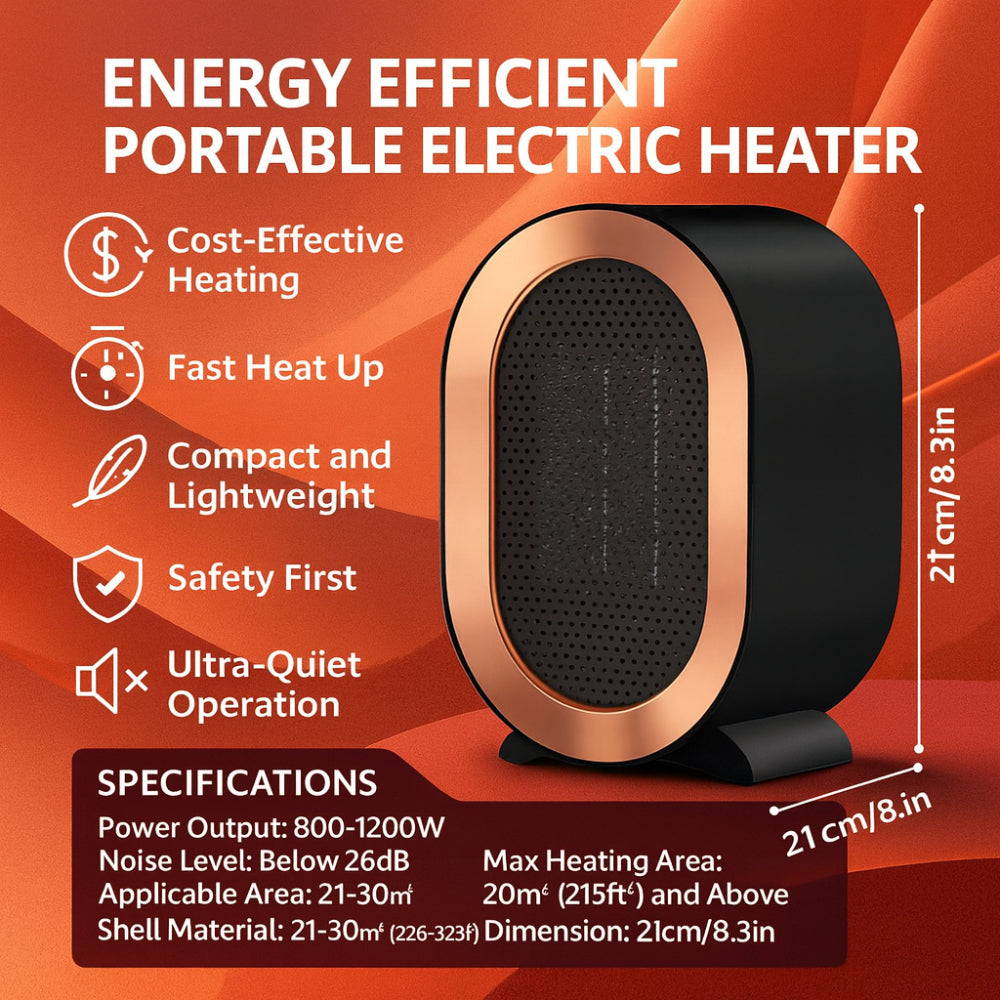 Heat Grove™ Ceramic Desk Space Heater with Thermostat and 2 Heat Modes