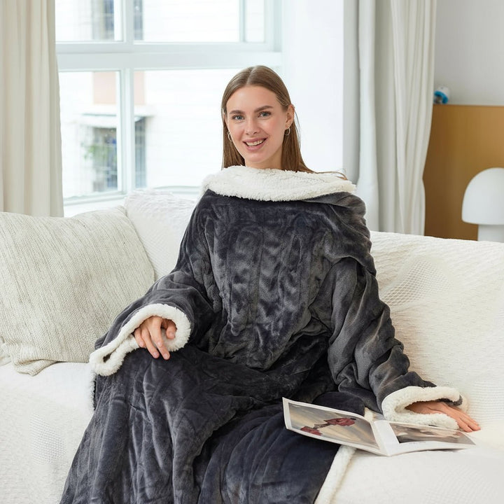 Wearable Electric Heated Blanket | Sherpa Hoodie Throw