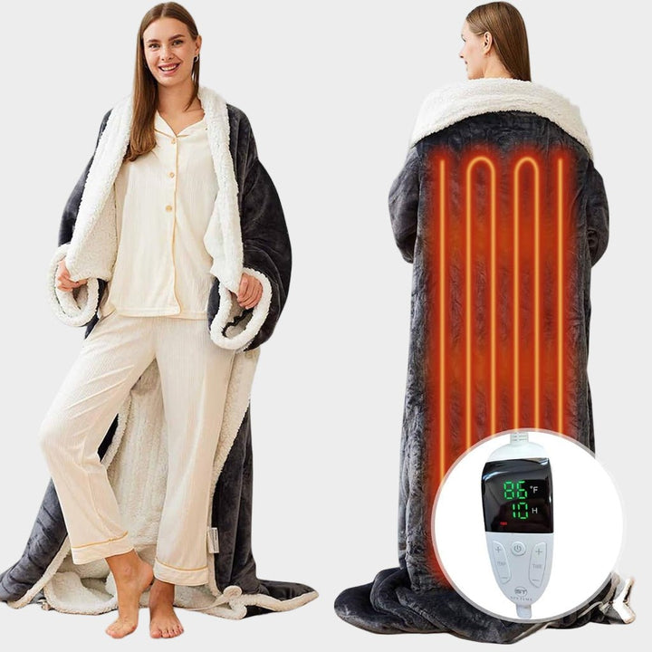 Wearable Electric Heated Blanket | Sherpa Hoodie Throw
