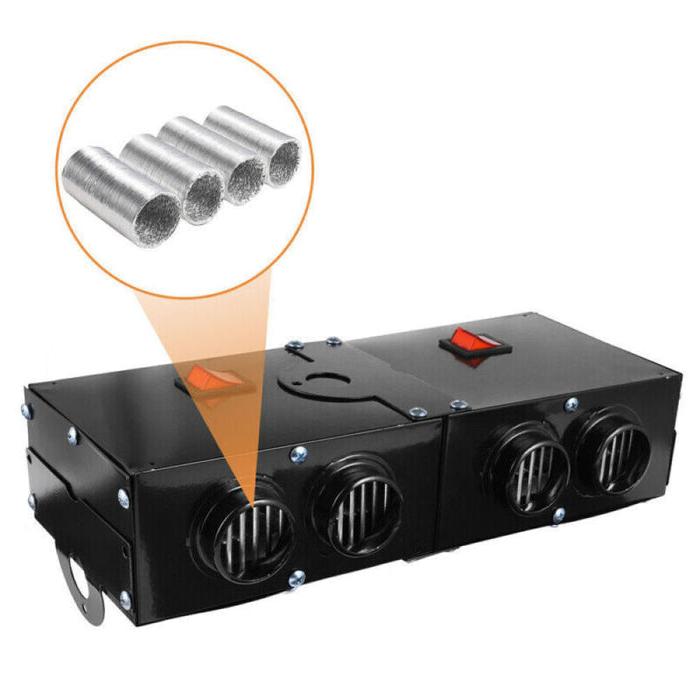 Electric Car Heater 500W | 12V Ceramic Heating Element with 4 Fans | Quick De-icing &amp; Quiet Operation