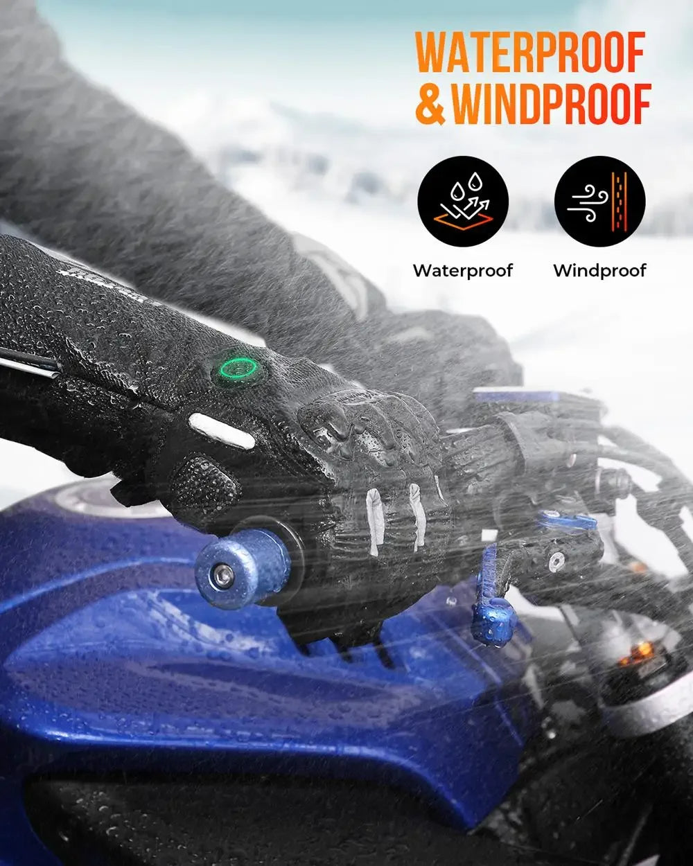 Waterproof Heated Ski Gloves with Rechargeable Battery