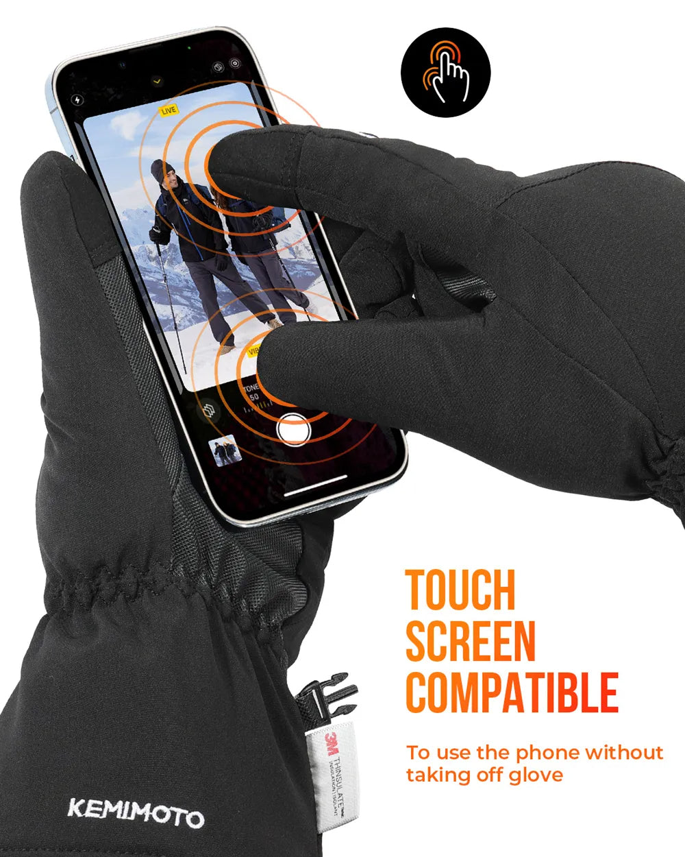 Waterproof Heated Ski Gloves with Rechargeable Battery