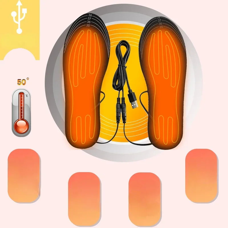 ThermaStep USB Heated Insoles | Customizable Size 35–46 | Rechargeable &amp; Washable | Carbon Fiber Heating Technology | Foot Warmer for Winter &amp; Outdoor