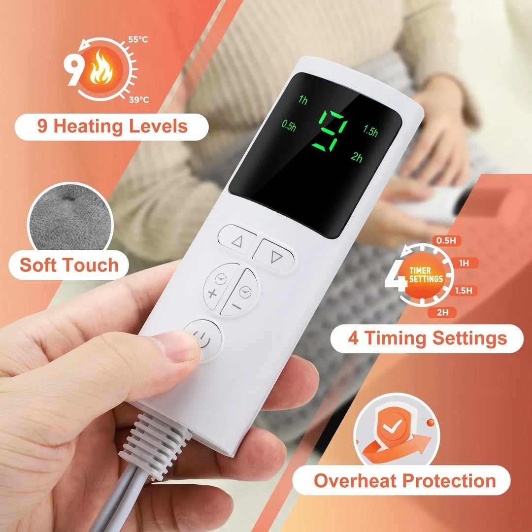 ThermaEase Electric Heating Pad | Multifunctional Heating Belt for Back &amp; Waist | 9 Temperature Levels &amp; 4 Timer Options