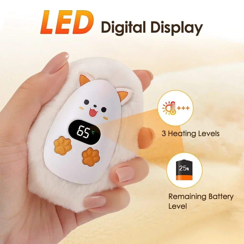 Heat Grove™ Rechargeable Fox Hand Warmer with Digital Display