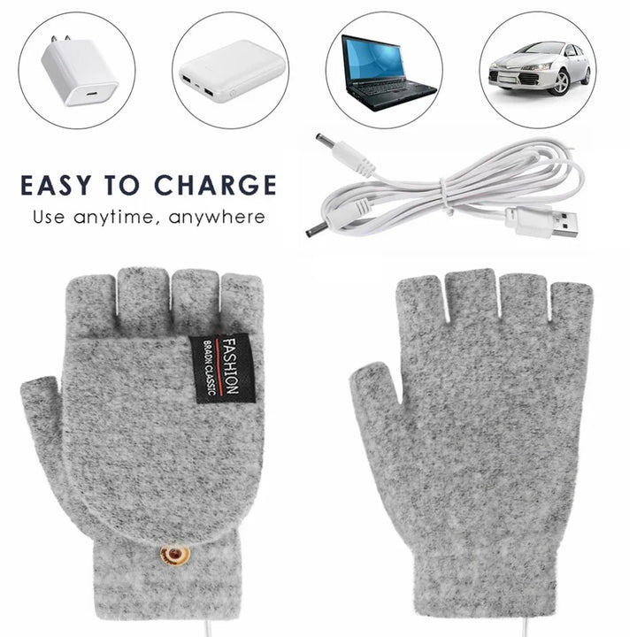 USB rechargeable warm wave heated gloves