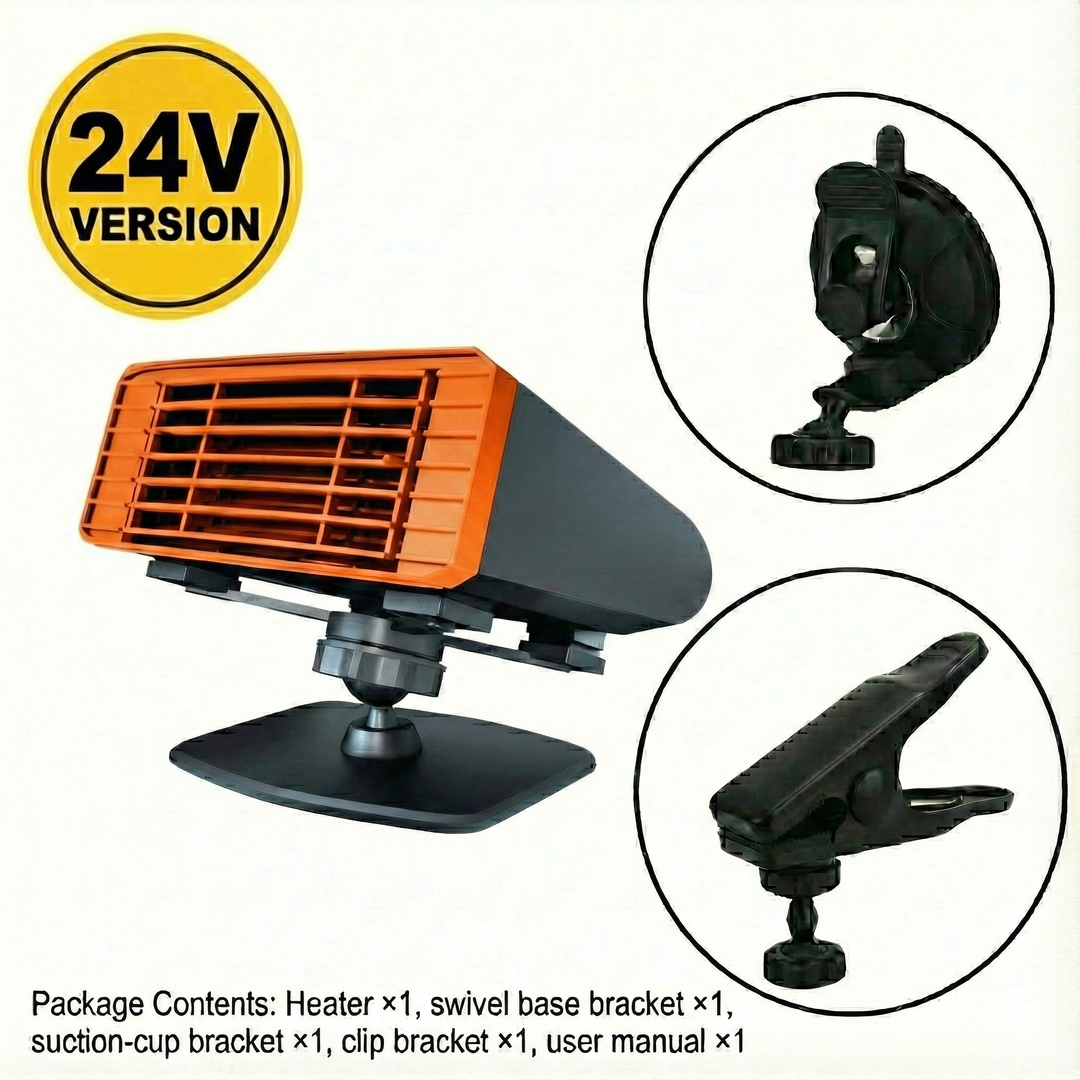 Car Windscreen Defroster Heater | 80°C Heating Power, 360° Adjustable, Quiet 20 dB | 12V/24V, Double Safety