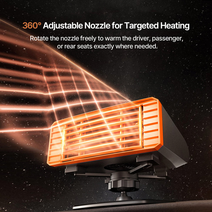 Car Windscreen Defroster Heater | 80°C Heating Power, 360° Adjustable, Quiet 20 dB | 12V/24V, Double Safety