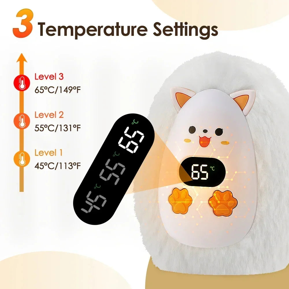 Heat Grove™ Rechargeable Fox Hand Warmer with Digital Display