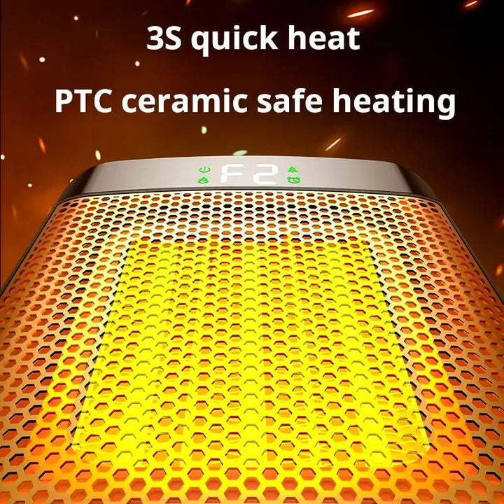 Plug-in PTC Ceramic Heater | Heats in 3 Seconds | Energy Efficient, Space-Saving for Bedroom and Office