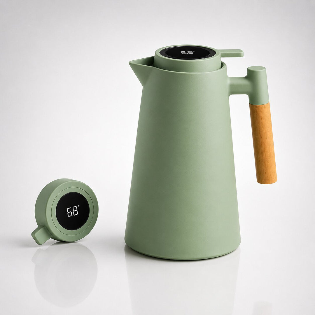 1 Liter Insulated Coffee Carafe with Temperature Display Lid