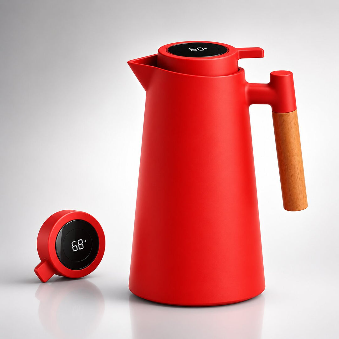 1 Liter Insulated Coffee Carafe with Temperature Display Lid