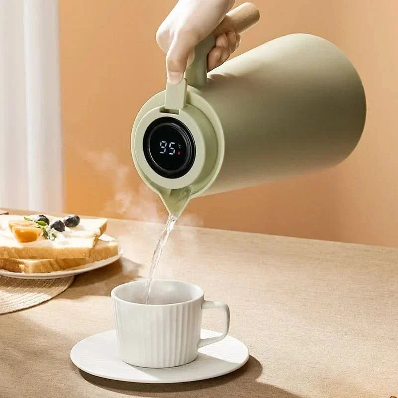 1 Liter Insulated Coffee Carafe with Temperature Display Lid