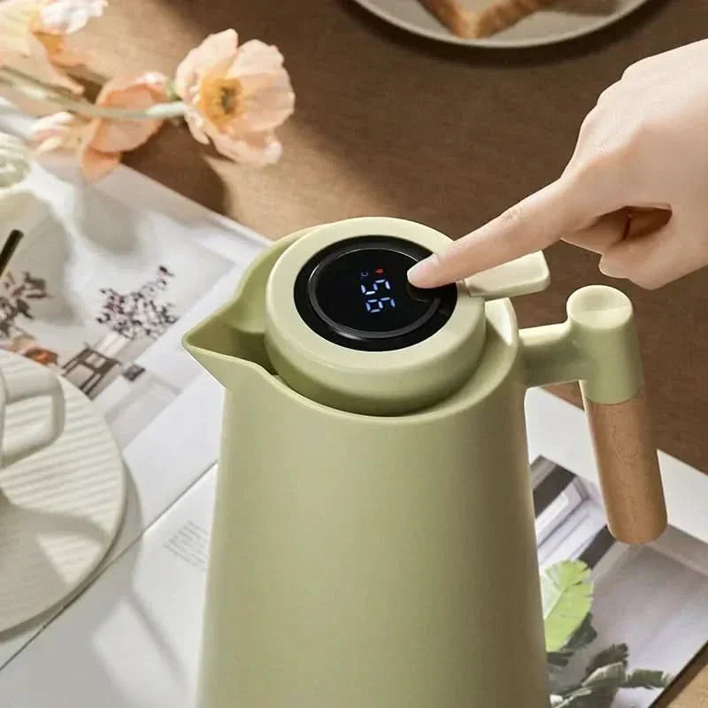1 Liter Insulated Coffee Carafe with Temperature Display Lid