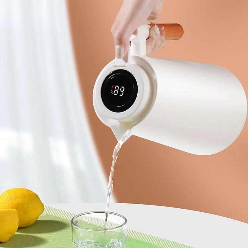 1 Liter Insulated Coffee Carafe with Temperature Display Lid