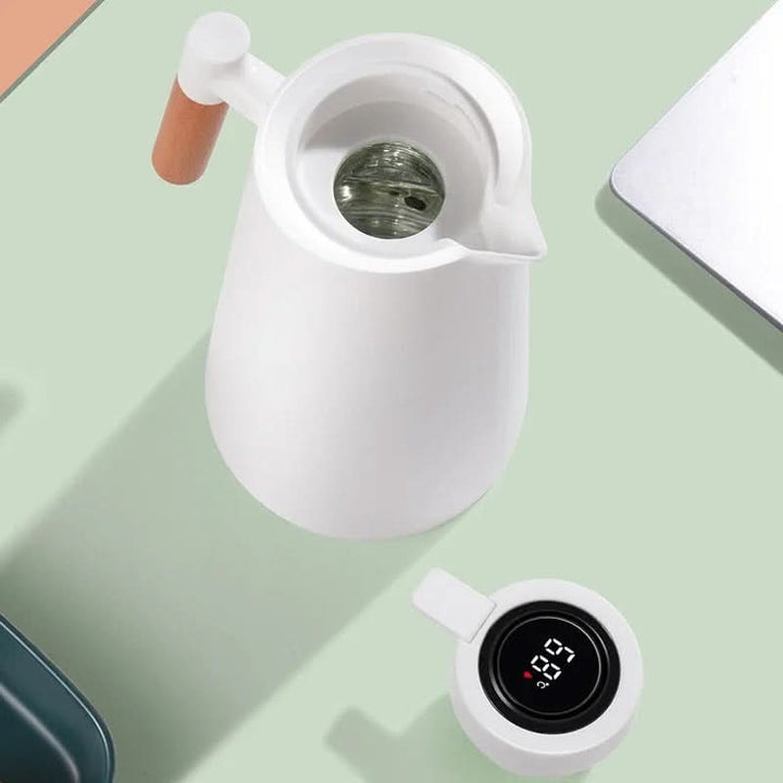 1 Liter Insulated Coffee Carafe with Temperature Display Lid