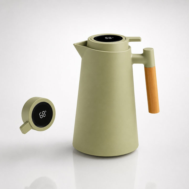 1 Liter Insulated Coffee Carafe with Temperature Display Lid